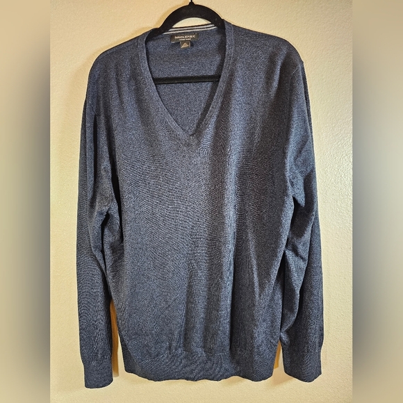 Banana Republic Sweater Mens XL Blue V Neck Cashmere Silk Luxury Blend - Picture 1 of 6